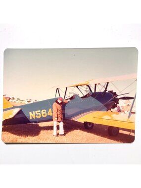 Vintage 1970s Original Photo of Boeing Stearman Model 75 Biplane Kaydet WWII